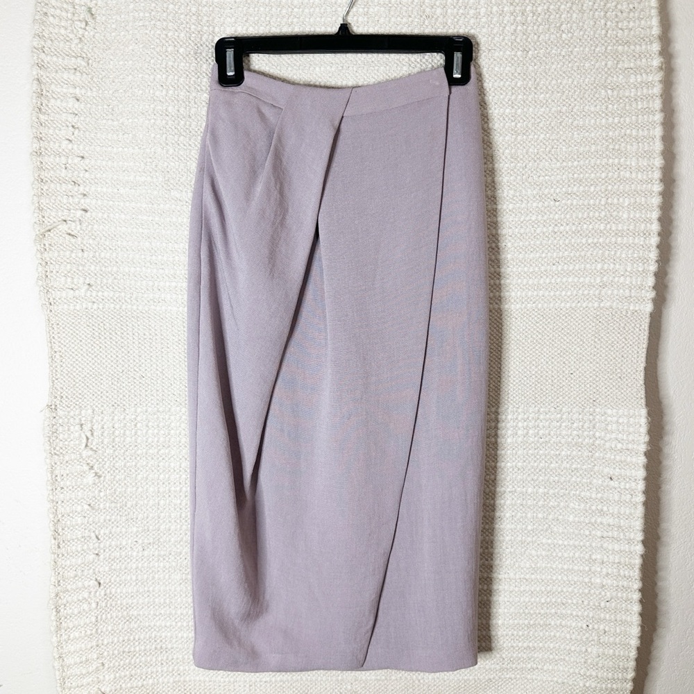 DIANE VON FURSTENBERG DVF dusty purple Cheyenne Canvas midi skirt 0